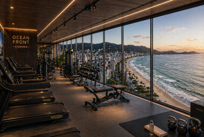 Academia do Ocean Front com vista panorâmica para o mar